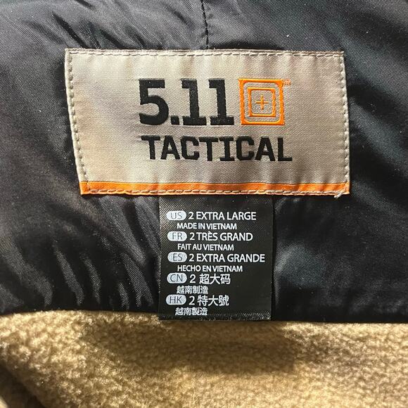 5.11 Tactical Fleece Jacket Men’s Size 2XL Tan Black Conceal Carry Outdoors Work - Picture 5 of 8